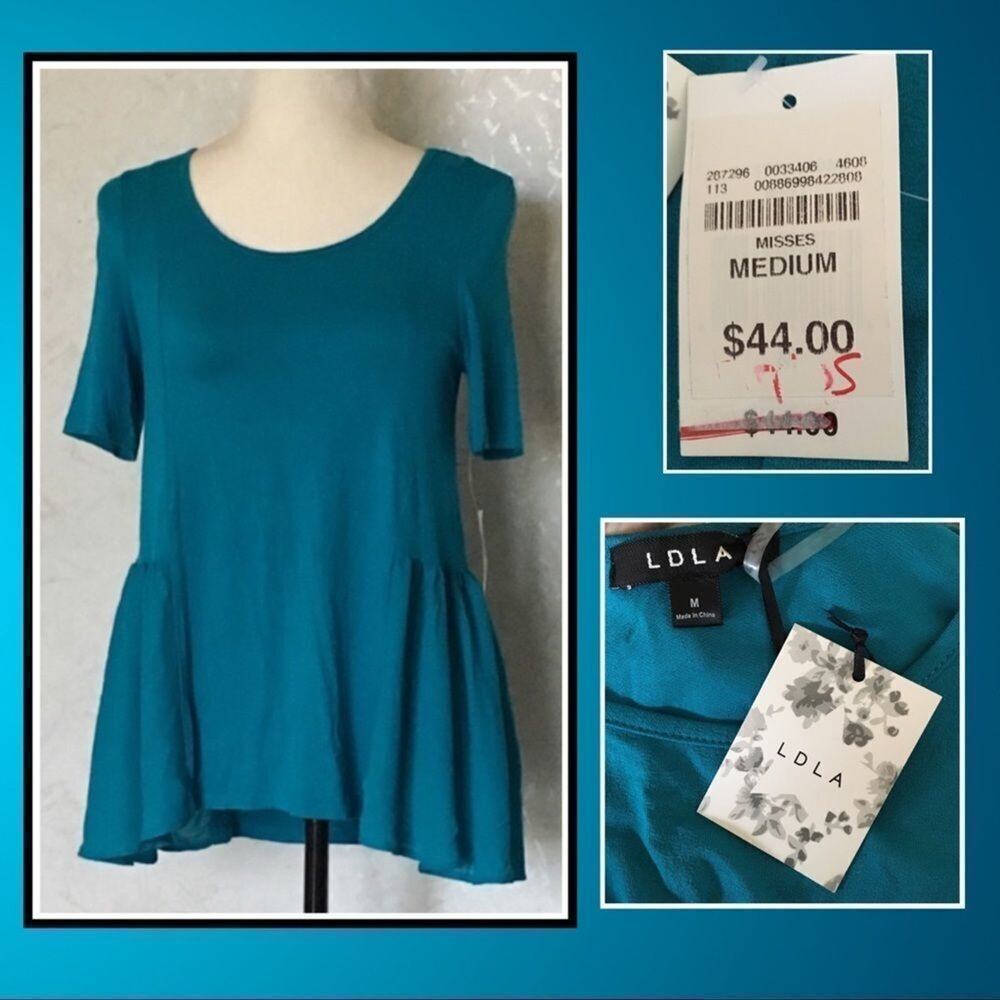 LDLA blue medium top - ruffle side , short sleeve